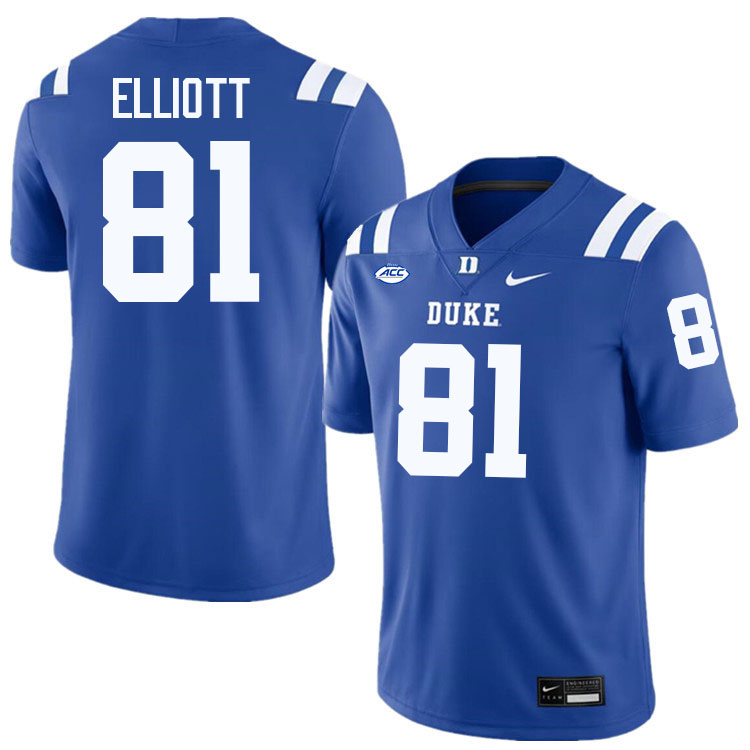 Duke Blue Devils #81 Brett Elliott College Football Jersey Stitched-Blue